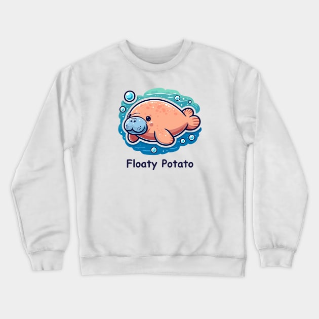 Sea Cow Floaty Potato Crewneck Sweatshirt by dinokate